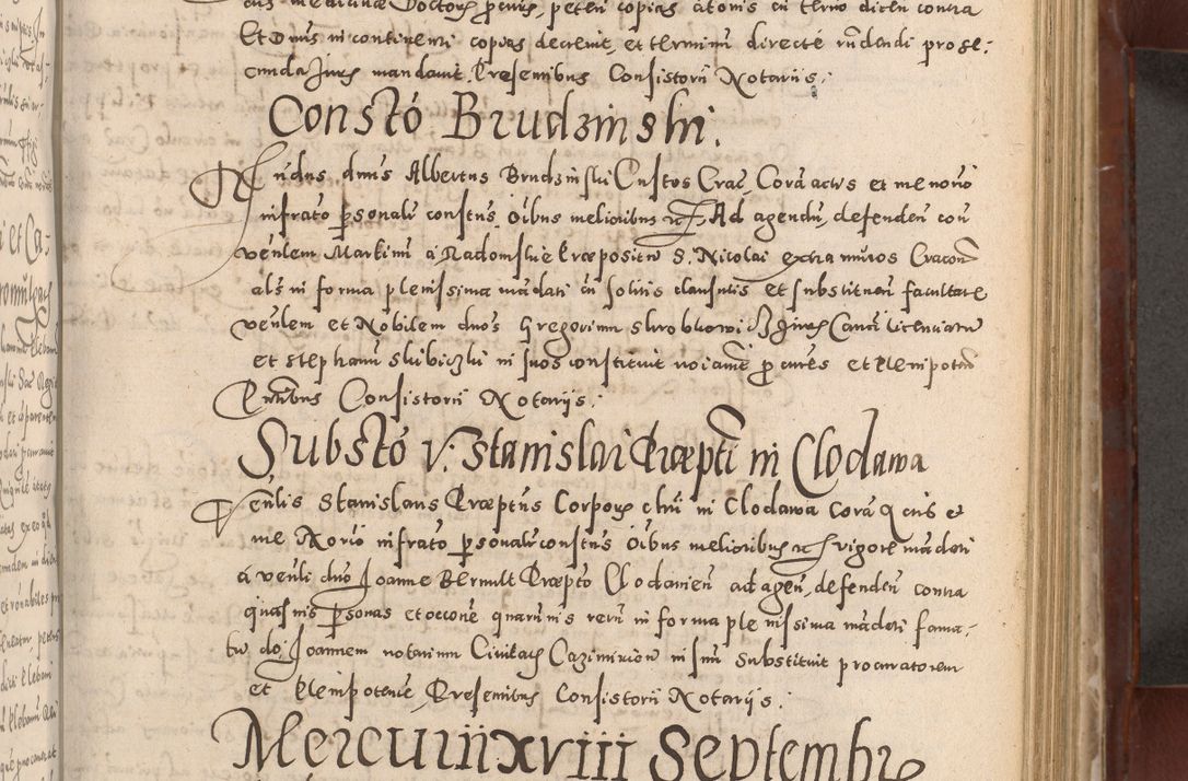 Zdjęcie nr 427 dla obiektu archiwalnego: Acta actorum causarum sententiarum tam diffinitivarum quam interloquutoriarum decretorum obligationum quietationum, constitutionum procuratorum etc. etc. coram Reverendo Domino Stanislao Manieczki Sacratissimi Corporis Christi Cazimiriae Praeposito Viccario in Spiritualibus ac Officiali Generali Cracoviensi ad Annum Domini Millesimum Quingentesimum Octuagesimum Tercium indictione undecima pontificatus Sanctissimi in Christo Patris Domini Nostri Domini Gregorii Divina Providentia Papae Tredecimi Anno ipsius duodecima faeliciter inchoantur 