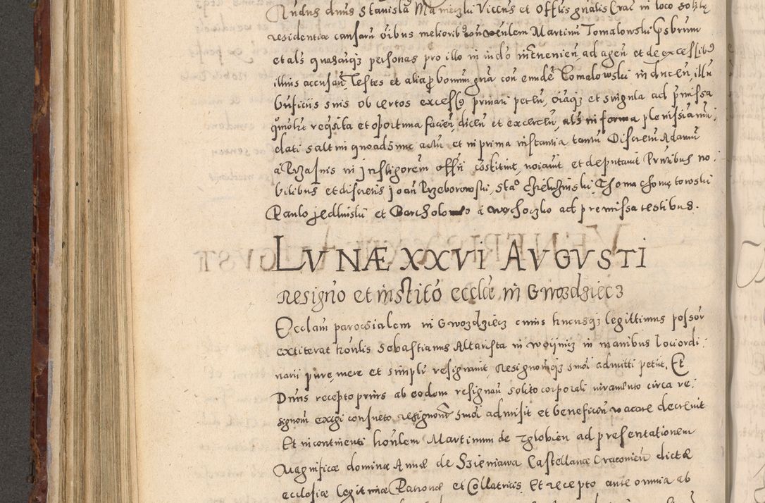 Zdjęcie nr 412 dla obiektu archiwalnego: Acta actorum causarum sententiarum tam diffinitivarum quam interloquutoriarum decretorum obligationum quietationum, constitutionum procuratorum etc. etc. coram Reverendo Domino Stanislao Manieczki Sacratissimi Corporis Christi Cazimiriae Praeposito Viccario in Spiritualibus ac Officiali Generali Cracoviensi ad Annum Domini Millesimum Quingentesimum Octuagesimum Tercium indictione undecima pontificatus Sanctissimi in Christo Patris Domini Nostri Domini Gregorii Divina Providentia Papae Tredecimi Anno ipsius duodecima faeliciter inchoantur 