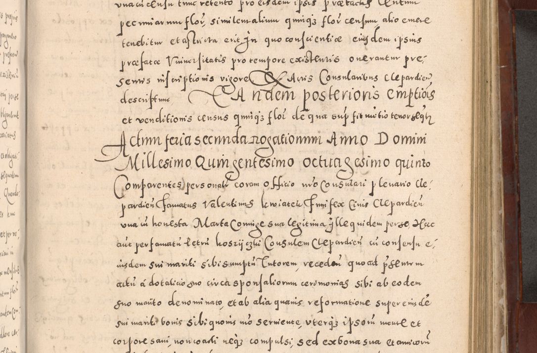 Zdjęcie nr 609 dla obiektu archiwalnego: Acta actorum causarum sententiarum tam diffinitivarum quam interloquutoriarum decretorum obligationum quietationum, constitutionum procuratorum etc. etc. coram Reverendo Domino Stanislao Manieczki Sacratissimi Corporis Christi Cazimiriae Praeposito Viccario in Spiritualibus ac Officiali Generali Cracoviensi ad Annum Domini Millesimum Quingentesimum Octuagesimum Tercium indictione undecima pontificatus Sanctissimi in Christo Patris Domini Nostri Domini Gregorii Divina Providentia Papae Tredecimi Anno ipsius duodecima faeliciter inchoantur 
