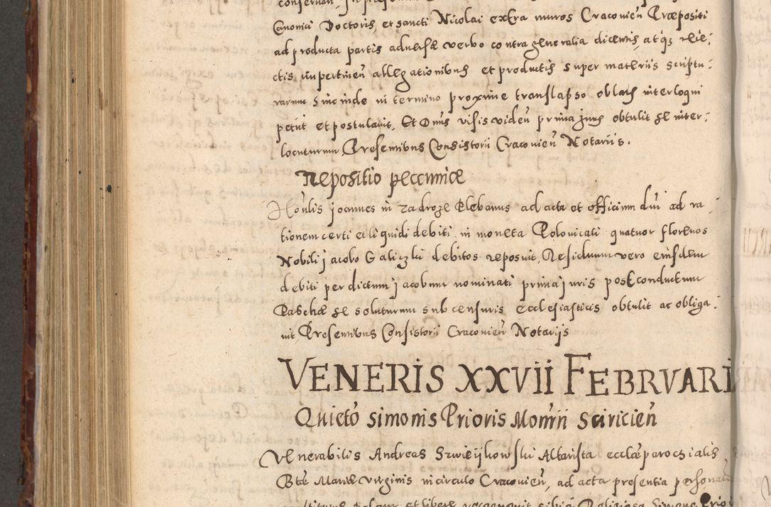 Zdjęcie nr 792 dla obiektu archiwalnego: Acta actorum causarum sententiarum tam diffinitivarum quam interloquutoriarum decretorum obligationum quietationum, constitutionum procuratorum etc. etc. coram Reverendo Domino Stanislao Manieczki Sacratissimi Corporis Christi Cazimiriae Praeposito Viccario in Spiritualibus ac Officiali Generali Cracoviensi ad Annum Domini Millesimum Quingentesimum Octuagesimum Tercium indictione undecima pontificatus Sanctissimi in Christo Patris Domini Nostri Domini Gregorii Divina Providentia Papae Tredecimi Anno ipsius duodecima faeliciter inchoantur 