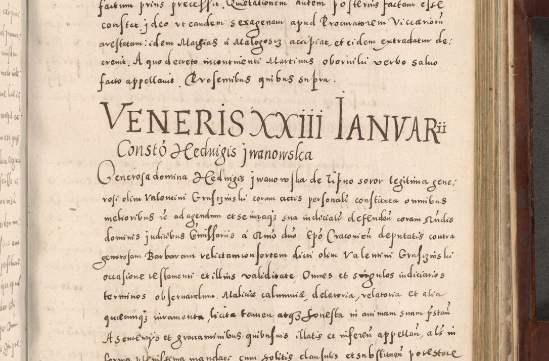 Zdjęcie nr 769 dla obiektu archiwalnego: Acta actorum causarum sententiarum tam diffinitivarum quam interloquutoriarum decretorum obligationum quietationum, constitutionum procuratorum etc. etc. coram Reverendo Domino Stanislao Manieczki Sacratissimi Corporis Christi Cazimiriae Praeposito Viccario in Spiritualibus ac Officiali Generali Cracoviensi ad Annum Domini Millesimum Quingentesimum Octuagesimum Tercium indictione undecima pontificatus Sanctissimi in Christo Patris Domini Nostri Domini Gregorii Divina Providentia Papae Tredecimi Anno ipsius duodecima faeliciter inchoantur 