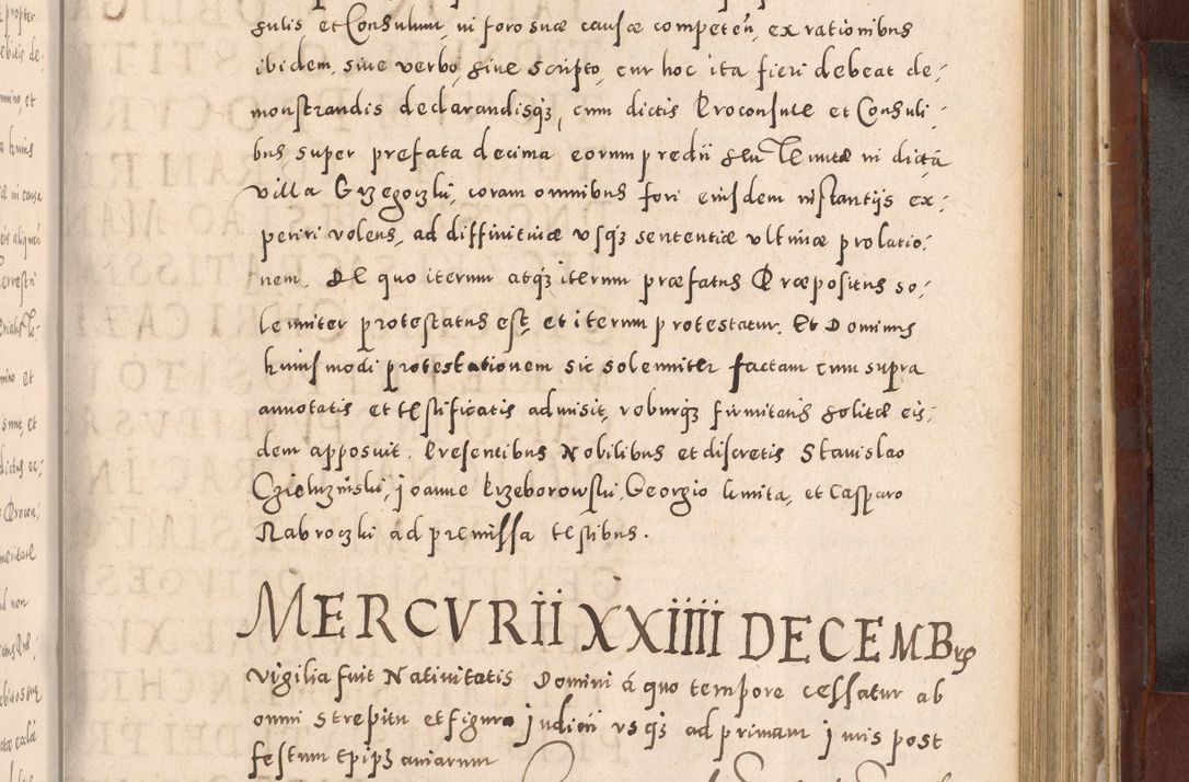 Zdjęcie nr 755 dla obiektu archiwalnego: Acta actorum causarum sententiarum tam diffinitivarum quam interloquutoriarum decretorum obligationum quietationum, constitutionum procuratorum etc. etc. coram Reverendo Domino Stanislao Manieczki Sacratissimi Corporis Christi Cazimiriae Praeposito Viccario in Spiritualibus ac Officiali Generali Cracoviensi ad Annum Domini Millesimum Quingentesimum Octuagesimum Tercium indictione undecima pontificatus Sanctissimi in Christo Patris Domini Nostri Domini Gregorii Divina Providentia Papae Tredecimi Anno ipsius duodecima faeliciter inchoantur 
