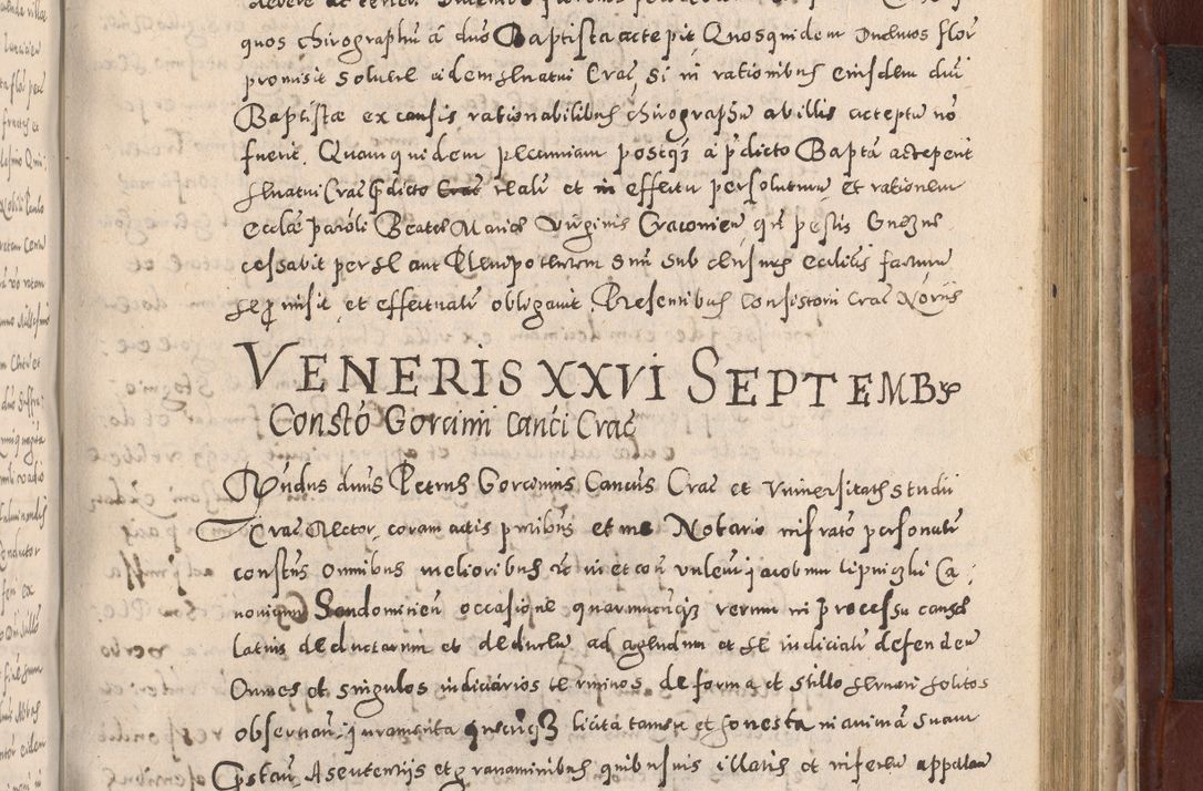 Zdjęcie nr 687 dla obiektu archiwalnego: Acta actorum causarum sententiarum tam diffinitivarum quam interloquutoriarum decretorum obligationum quietationum, constitutionum procuratorum etc. etc. coram Reverendo Domino Stanislao Manieczki Sacratissimi Corporis Christi Cazimiriae Praeposito Viccario in Spiritualibus ac Officiali Generali Cracoviensi ad Annum Domini Millesimum Quingentesimum Octuagesimum Tercium indictione undecima pontificatus Sanctissimi in Christo Patris Domini Nostri Domini Gregorii Divina Providentia Papae Tredecimi Anno ipsius duodecima faeliciter inchoantur 