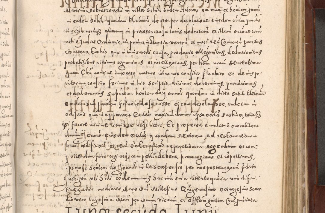 Zdjęcie nr 625 dla obiektu archiwalnego: Acta actorum causarum sententiarum tam diffinitivarum quam interloquutoriarum decretorum obligationum quietationum, constitutionum procuratorum etc. etc. coram Reverendo Domino Stanislao Manieczki Sacratissimi Corporis Christi Cazimiriae Praeposito Viccario in Spiritualibus ac Officiali Generali Cracoviensi ad Annum Domini Millesimum Quingentesimum Octuagesimum Tercium indictione undecima pontificatus Sanctissimi in Christo Patris Domini Nostri Domini Gregorii Divina Providentia Papae Tredecimi Anno ipsius duodecima faeliciter inchoantur 