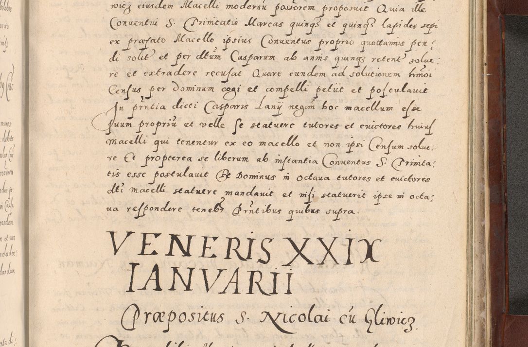 Zdjęcie nr 1003 dla obiektu archiwalnego: Acta actorum causarum sententiarum tam diffinitivarum quam interloquutoriarum decretorum obligationum quietationum, constitutionum procuratorum etc. etc. coram Reverendo Domino Stanislao Manieczki Sacratissimi Corporis Christi Cazimiriae Praeposito Viccario in Spiritualibus ac Officiali Generali Cracoviensi ad Annum Domini Millesimum Quingentesimum Octuagesimum Tercium indictione undecima pontificatus Sanctissimi in Christo Patris Domini Nostri Domini Gregorii Divina Providentia Papae Tredecimi Anno ipsius duodecima faeliciter inchoantur 