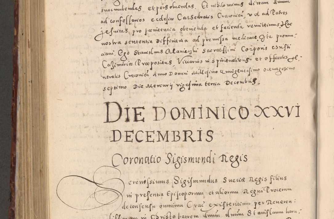 Zdjęcie nr 988 dla obiektu archiwalnego: Acta actorum causarum sententiarum tam diffinitivarum quam interloquutoriarum decretorum obligationum quietationum, constitutionum procuratorum etc. etc. coram Reverendo Domino Stanislao Manieczki Sacratissimi Corporis Christi Cazimiriae Praeposito Viccario in Spiritualibus ac Officiali Generali Cracoviensi ad Annum Domini Millesimum Quingentesimum Octuagesimum Tercium indictione undecima pontificatus Sanctissimi in Christo Patris Domini Nostri Domini Gregorii Divina Providentia Papae Tredecimi Anno ipsius duodecima faeliciter inchoantur 