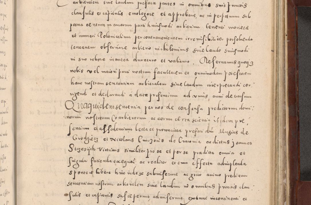 Zdjęcie nr 953 dla obiektu archiwalnego: Acta actorum causarum sententiarum tam diffinitivarum quam interloquutoriarum decretorum obligationum quietationum, constitutionum procuratorum etc. etc. coram Reverendo Domino Stanislao Manieczki Sacratissimi Corporis Christi Cazimiriae Praeposito Viccario in Spiritualibus ac Officiali Generali Cracoviensi ad Annum Domini Millesimum Quingentesimum Octuagesimum Tercium indictione undecima pontificatus Sanctissimi in Christo Patris Domini Nostri Domini Gregorii Divina Providentia Papae Tredecimi Anno ipsius duodecima faeliciter inchoantur 