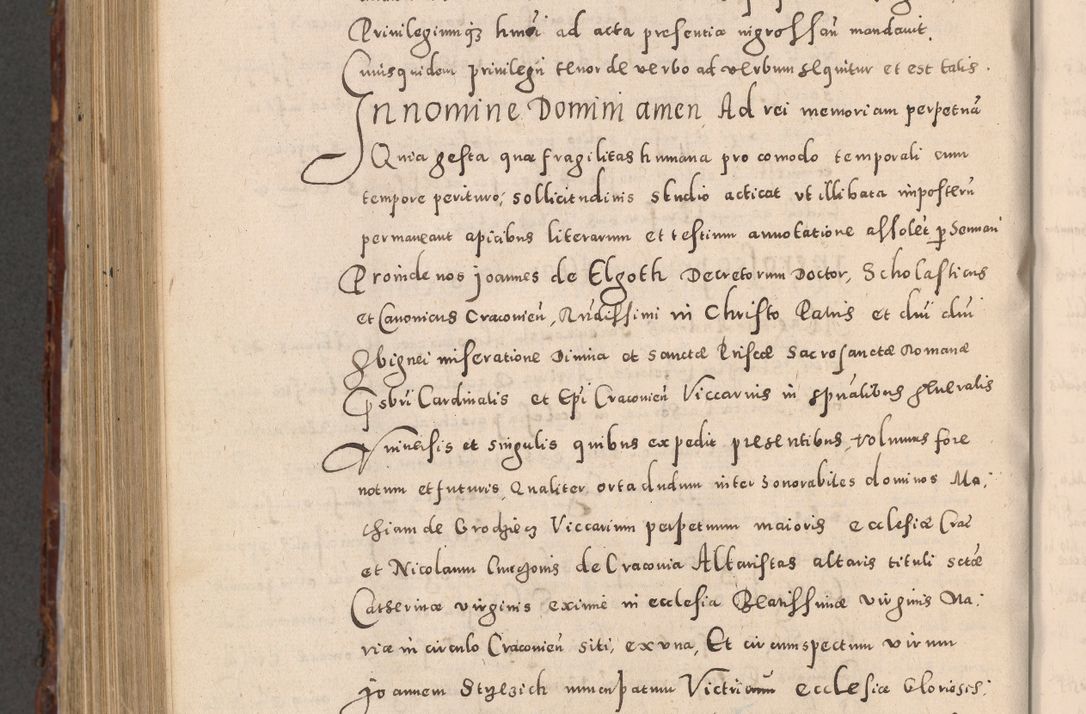 Zdjęcie nr 948 dla obiektu archiwalnego: Acta actorum causarum sententiarum tam diffinitivarum quam interloquutoriarum decretorum obligationum quietationum, constitutionum procuratorum etc. etc. coram Reverendo Domino Stanislao Manieczki Sacratissimi Corporis Christi Cazimiriae Praeposito Viccario in Spiritualibus ac Officiali Generali Cracoviensi ad Annum Domini Millesimum Quingentesimum Octuagesimum Tercium indictione undecima pontificatus Sanctissimi in Christo Patris Domini Nostri Domini Gregorii Divina Providentia Papae Tredecimi Anno ipsius duodecima faeliciter inchoantur 