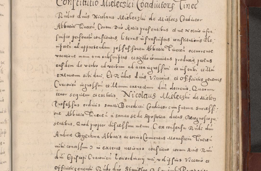 Zdjęcie nr 935 dla obiektu archiwalnego: Acta actorum causarum sententiarum tam diffinitivarum quam interloquutoriarum decretorum obligationum quietationum, constitutionum procuratorum etc. etc. coram Reverendo Domino Stanislao Manieczki Sacratissimi Corporis Christi Cazimiriae Praeposito Viccario in Spiritualibus ac Officiali Generali Cracoviensi ad Annum Domini Millesimum Quingentesimum Octuagesimum Tercium indictione undecima pontificatus Sanctissimi in Christo Patris Domini Nostri Domini Gregorii Divina Providentia Papae Tredecimi Anno ipsius duodecima faeliciter inchoantur 