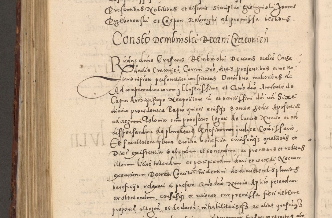 Zdjęcie nr 920 dla obiektu archiwalnego: Acta actorum causarum sententiarum tam diffinitivarum quam interloquutoriarum decretorum obligationum quietationum, constitutionum procuratorum etc. etc. coram Reverendo Domino Stanislao Manieczki Sacratissimi Corporis Christi Cazimiriae Praeposito Viccario in Spiritualibus ac Officiali Generali Cracoviensi ad Annum Domini Millesimum Quingentesimum Octuagesimum Tercium indictione undecima pontificatus Sanctissimi in Christo Patris Domini Nostri Domini Gregorii Divina Providentia Papae Tredecimi Anno ipsius duodecima faeliciter inchoantur 