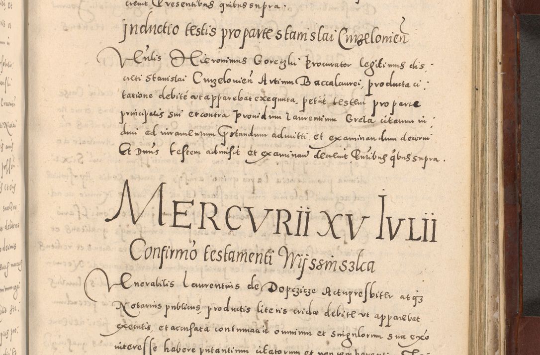 Zdjęcie nr 919 dla obiektu archiwalnego: Acta actorum causarum sententiarum tam diffinitivarum quam interloquutoriarum decretorum obligationum quietationum, constitutionum procuratorum etc. etc. coram Reverendo Domino Stanislao Manieczki Sacratissimi Corporis Christi Cazimiriae Praeposito Viccario in Spiritualibus ac Officiali Generali Cracoviensi ad Annum Domini Millesimum Quingentesimum Octuagesimum Tercium indictione undecima pontificatus Sanctissimi in Christo Patris Domini Nostri Domini Gregorii Divina Providentia Papae Tredecimi Anno ipsius duodecima faeliciter inchoantur 