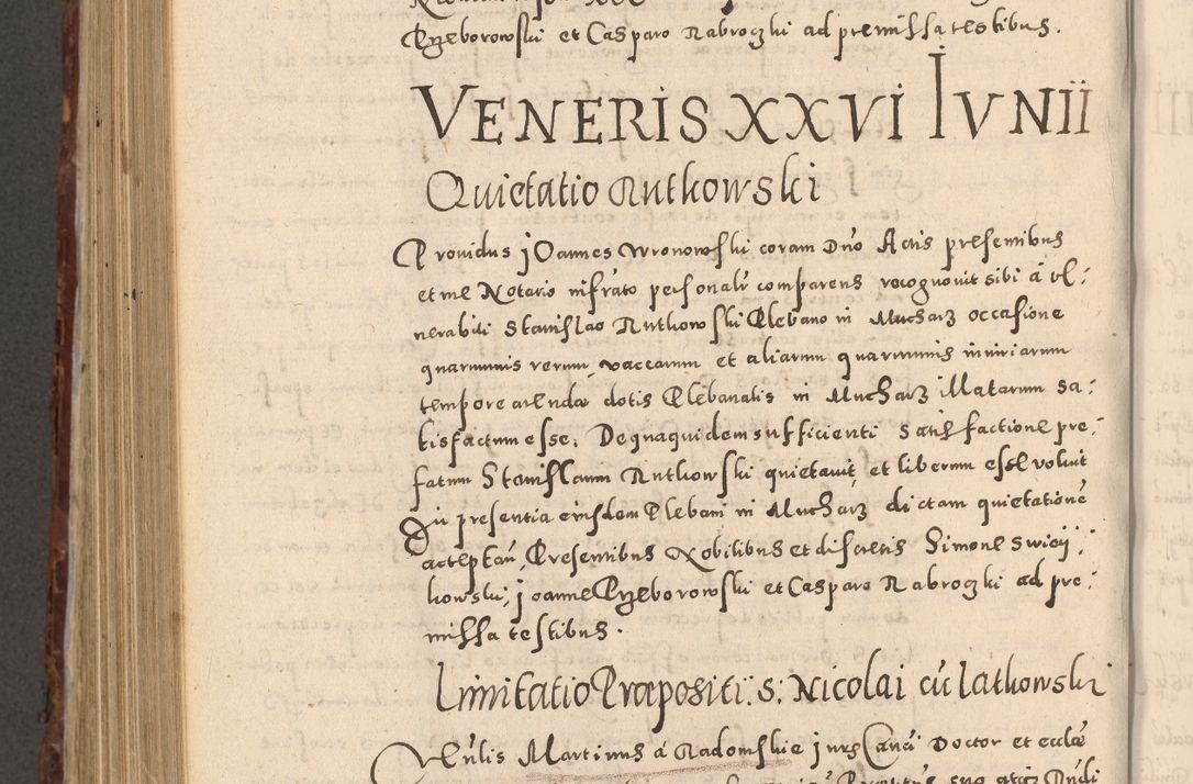 Zdjęcie nr 902 dla obiektu archiwalnego: Acta actorum causarum sententiarum tam diffinitivarum quam interloquutoriarum decretorum obligationum quietationum, constitutionum procuratorum etc. etc. coram Reverendo Domino Stanislao Manieczki Sacratissimi Corporis Christi Cazimiriae Praeposito Viccario in Spiritualibus ac Officiali Generali Cracoviensi ad Annum Domini Millesimum Quingentesimum Octuagesimum Tercium indictione undecima pontificatus Sanctissimi in Christo Patris Domini Nostri Domini Gregorii Divina Providentia Papae Tredecimi Anno ipsius duodecima faeliciter inchoantur 
