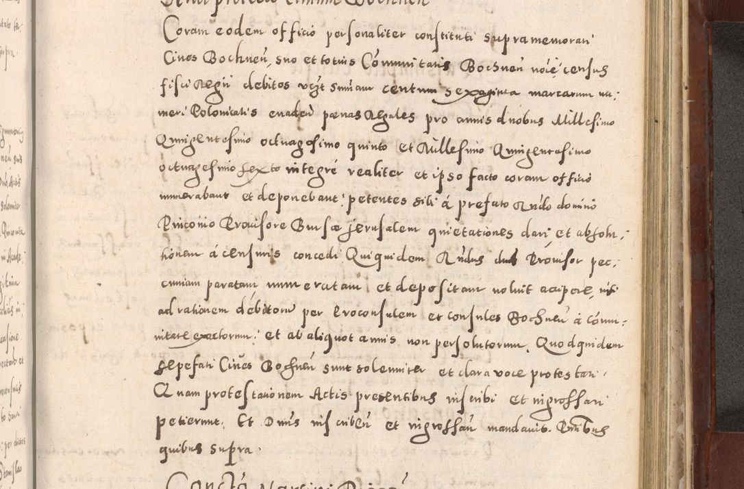 Zdjęcie nr 865 dla obiektu archiwalnego: Acta actorum causarum sententiarum tam diffinitivarum quam interloquutoriarum decretorum obligationum quietationum, constitutionum procuratorum etc. etc. coram Reverendo Domino Stanislao Manieczki Sacratissimi Corporis Christi Cazimiriae Praeposito Viccario in Spiritualibus ac Officiali Generali Cracoviensi ad Annum Domini Millesimum Quingentesimum Octuagesimum Tercium indictione undecima pontificatus Sanctissimi in Christo Patris Domini Nostri Domini Gregorii Divina Providentia Papae Tredecimi Anno ipsius duodecima faeliciter inchoantur 