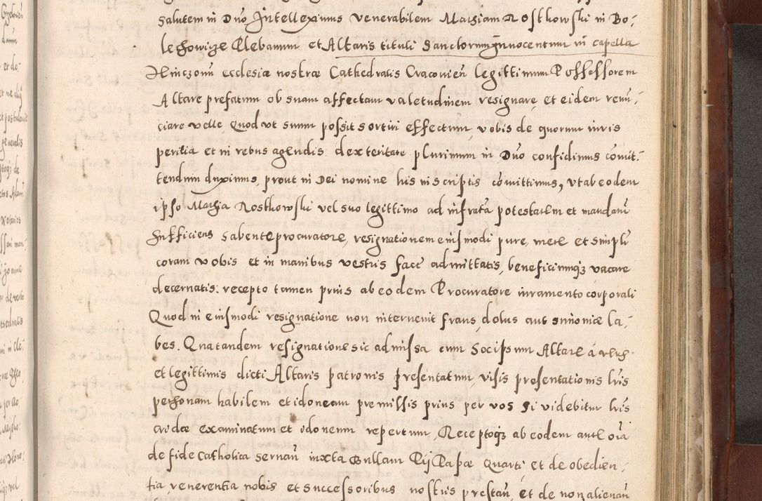 Zdjęcie nr 859 dla obiektu archiwalnego: Acta actorum causarum sententiarum tam diffinitivarum quam interloquutoriarum decretorum obligationum quietationum, constitutionum procuratorum etc. etc. coram Reverendo Domino Stanislao Manieczki Sacratissimi Corporis Christi Cazimiriae Praeposito Viccario in Spiritualibus ac Officiali Generali Cracoviensi ad Annum Domini Millesimum Quingentesimum Octuagesimum Tercium indictione undecima pontificatus Sanctissimi in Christo Patris Domini Nostri Domini Gregorii Divina Providentia Papae Tredecimi Anno ipsius duodecima faeliciter inchoantur 
