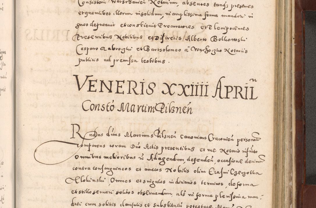 Zdjęcie nr 849 dla obiektu archiwalnego: Acta actorum causarum sententiarum tam diffinitivarum quam interloquutoriarum decretorum obligationum quietationum, constitutionum procuratorum etc. etc. coram Reverendo Domino Stanislao Manieczki Sacratissimi Corporis Christi Cazimiriae Praeposito Viccario in Spiritualibus ac Officiali Generali Cracoviensi ad Annum Domini Millesimum Quingentesimum Octuagesimum Tercium indictione undecima pontificatus Sanctissimi in Christo Patris Domini Nostri Domini Gregorii Divina Providentia Papae Tredecimi Anno ipsius duodecima faeliciter inchoantur 