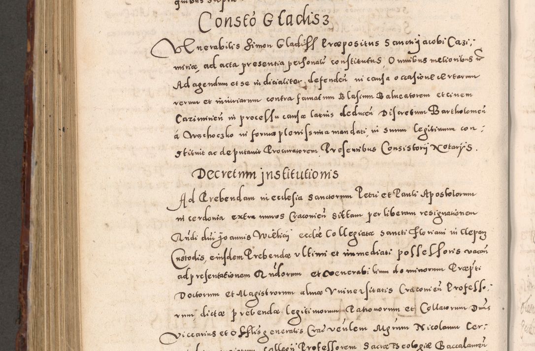 Zdjęcie nr 844 dla obiektu archiwalnego: Acta actorum causarum sententiarum tam diffinitivarum quam interloquutoriarum decretorum obligationum quietationum, constitutionum procuratorum etc. etc. coram Reverendo Domino Stanislao Manieczki Sacratissimi Corporis Christi Cazimiriae Praeposito Viccario in Spiritualibus ac Officiali Generali Cracoviensi ad Annum Domini Millesimum Quingentesimum Octuagesimum Tercium indictione undecima pontificatus Sanctissimi in Christo Patris Domini Nostri Domini Gregorii Divina Providentia Papae Tredecimi Anno ipsius duodecima faeliciter inchoantur 