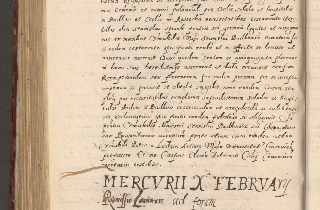 Zdjęcie nr 1010 dla obiektu archiwalnego: Acta actorum causarum sententiarum tam diffinitivarum quam interloquutoriarum decretorum obligationum quietationum, constitutionum procuratorum etc. etc. coram Reverendo Domino Stanislao Manieczki Sacratissimi Corporis Christi Cazimiriae Praeposito Viccario in Spiritualibus ac Officiali Generali Cracoviensi ad Annum Domini Millesimum Quingentesimum Octuagesimum Tercium indictione undecima pontificatus Sanctissimi in Christo Patris Domini Nostri Domini Gregorii Divina Providentia Papae Tredecimi Anno ipsius duodecima faeliciter inchoantur 