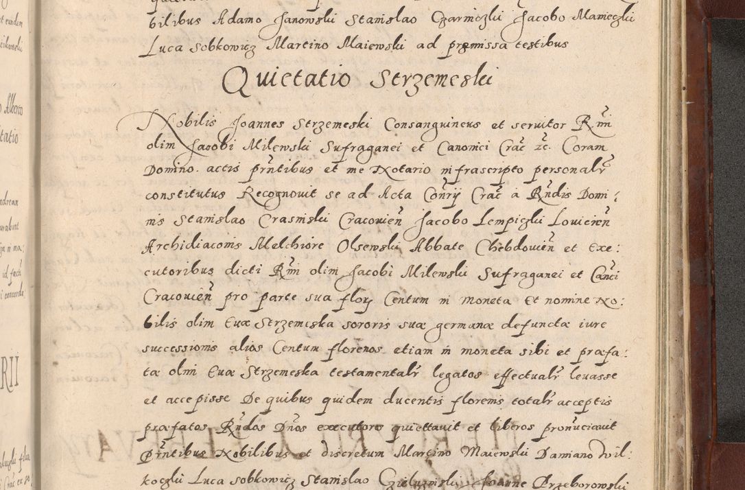 Zdjęcie nr 1009 dla obiektu archiwalnego: Acta actorum causarum sententiarum tam diffinitivarum quam interloquutoriarum decretorum obligationum quietationum, constitutionum procuratorum etc. etc. coram Reverendo Domino Stanislao Manieczki Sacratissimi Corporis Christi Cazimiriae Praeposito Viccario in Spiritualibus ac Officiali Generali Cracoviensi ad Annum Domini Millesimum Quingentesimum Octuagesimum Tercium indictione undecima pontificatus Sanctissimi in Christo Patris Domini Nostri Domini Gregorii Divina Providentia Papae Tredecimi Anno ipsius duodecima faeliciter inchoantur 