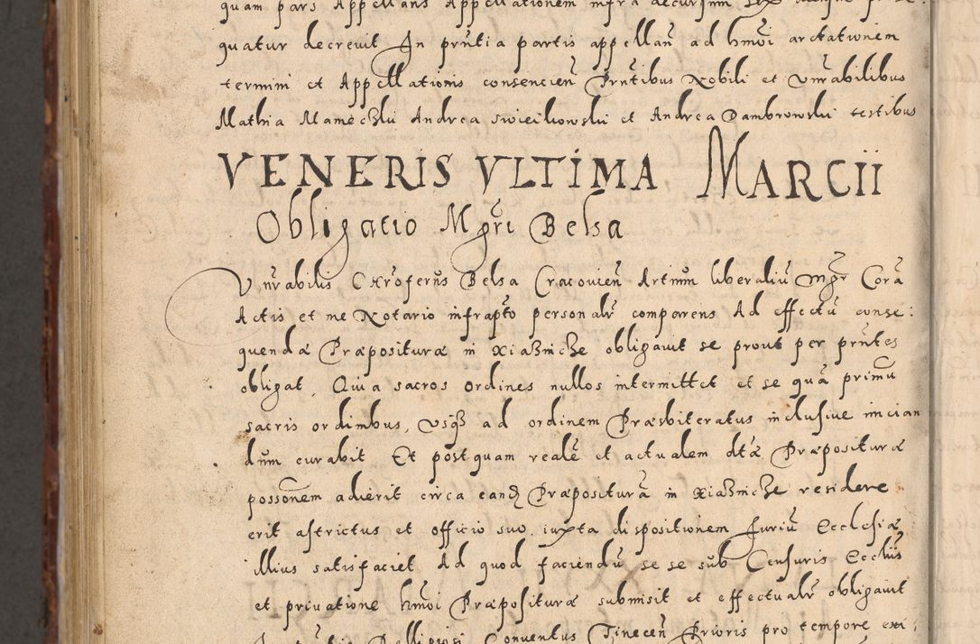 Zdjęcie nr 1200 dla obiektu archiwalnego: Acta actorum causarum sententiarum tam diffinitivarum quam interloquutoriarum decretorum obligationum quietationum, constitutionum procuratorum etc. etc. coram Reverendo Domino Stanislao Manieczki Sacratissimi Corporis Christi Cazimiriae Praeposito Viccario in Spiritualibus ac Officiali Generali Cracoviensi ad Annum Domini Millesimum Quingentesimum Octuagesimum Tercium indictione undecima pontificatus Sanctissimi in Christo Patris Domini Nostri Domini Gregorii Divina Providentia Papae Tredecimi Anno ipsius duodecima faeliciter inchoantur 