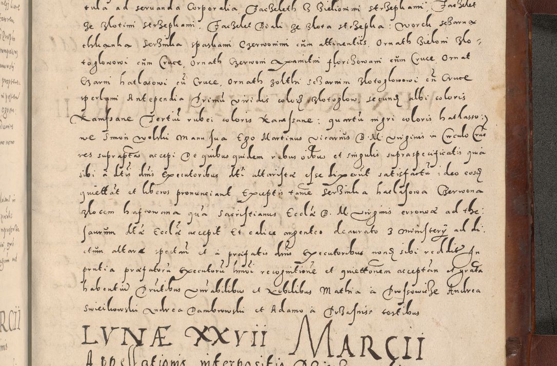 Zdjęcie nr 1199 dla obiektu archiwalnego: Acta actorum causarum sententiarum tam diffinitivarum quam interloquutoriarum decretorum obligationum quietationum, constitutionum procuratorum etc. etc. coram Reverendo Domino Stanislao Manieczki Sacratissimi Corporis Christi Cazimiriae Praeposito Viccario in Spiritualibus ac Officiali Generali Cracoviensi ad Annum Domini Millesimum Quingentesimum Octuagesimum Tercium indictione undecima pontificatus Sanctissimi in Christo Patris Domini Nostri Domini Gregorii Divina Providentia Papae Tredecimi Anno ipsius duodecima faeliciter inchoantur 