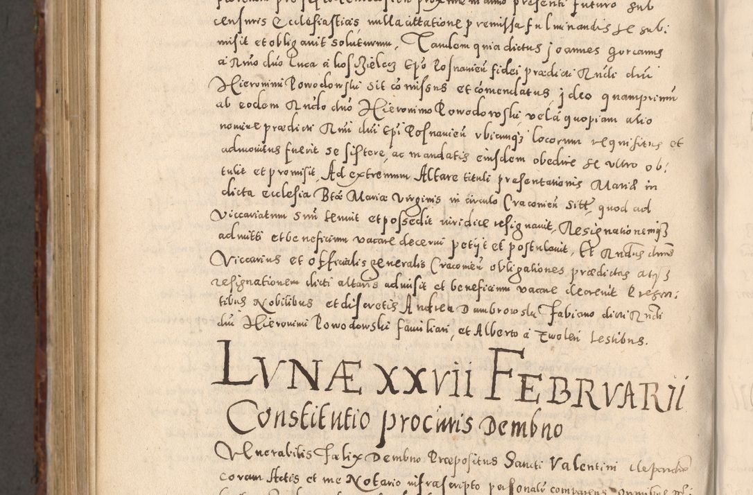Zdjęcie nr 1172 dla obiektu archiwalnego: Acta actorum causarum sententiarum tam diffinitivarum quam interloquutoriarum decretorum obligationum quietationum, constitutionum procuratorum etc. etc. coram Reverendo Domino Stanislao Manieczki Sacratissimi Corporis Christi Cazimiriae Praeposito Viccario in Spiritualibus ac Officiali Generali Cracoviensi ad Annum Domini Millesimum Quingentesimum Octuagesimum Tercium indictione undecima pontificatus Sanctissimi in Christo Patris Domini Nostri Domini Gregorii Divina Providentia Papae Tredecimi Anno ipsius duodecima faeliciter inchoantur 