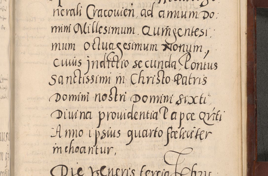 Zdjęcie nr 1163 dla obiektu archiwalnego: Acta actorum causarum sententiarum tam diffinitivarum quam interloquutoriarum decretorum obligationum quietationum, constitutionum procuratorum etc. etc. coram Reverendo Domino Stanislao Manieczki Sacratissimi Corporis Christi Cazimiriae Praeposito Viccario in Spiritualibus ac Officiali Generali Cracoviensi ad Annum Domini Millesimum Quingentesimum Octuagesimum Tercium indictione undecima pontificatus Sanctissimi in Christo Patris Domini Nostri Domini Gregorii Divina Providentia Papae Tredecimi Anno ipsius duodecima faeliciter inchoantur 
