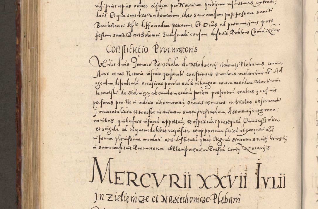 Zdjęcie nr 1120 dla obiektu archiwalnego: Acta actorum causarum sententiarum tam diffinitivarum quam interloquutoriarum decretorum obligationum quietationum, constitutionum procuratorum etc. etc. coram Reverendo Domino Stanislao Manieczki Sacratissimi Corporis Christi Cazimiriae Praeposito Viccario in Spiritualibus ac Officiali Generali Cracoviensi ad Annum Domini Millesimum Quingentesimum Octuagesimum Tercium indictione undecima pontificatus Sanctissimi in Christo Patris Domini Nostri Domini Gregorii Divina Providentia Papae Tredecimi Anno ipsius duodecima faeliciter inchoantur 