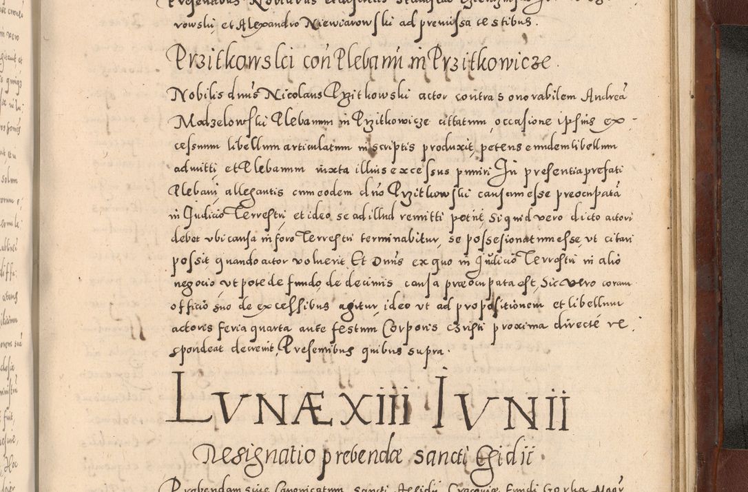 Zdjęcie nr 1101 dla obiektu archiwalnego: Acta actorum causarum sententiarum tam diffinitivarum quam interloquutoriarum decretorum obligationum quietationum, constitutionum procuratorum etc. etc. coram Reverendo Domino Stanislao Manieczki Sacratissimi Corporis Christi Cazimiriae Praeposito Viccario in Spiritualibus ac Officiali Generali Cracoviensi ad Annum Domini Millesimum Quingentesimum Octuagesimum Tercium indictione undecima pontificatus Sanctissimi in Christo Patris Domini Nostri Domini Gregorii Divina Providentia Papae Tredecimi Anno ipsius duodecima faeliciter inchoantur 
