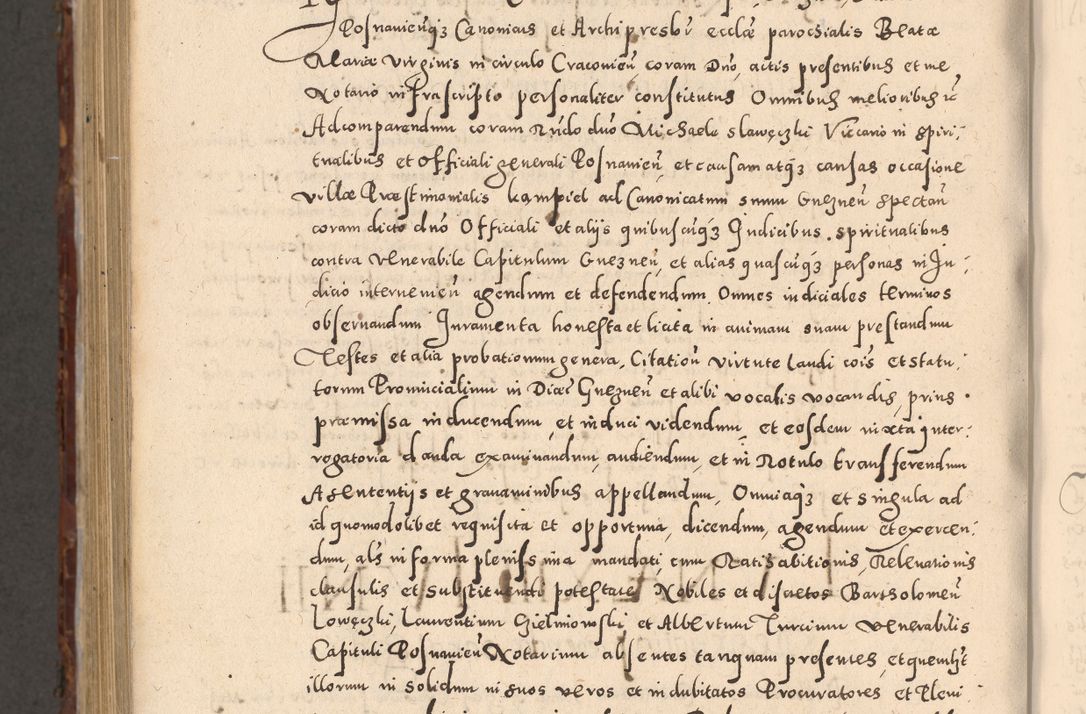 Zdjęcie nr 1102 dla obiektu archiwalnego: Acta actorum causarum sententiarum tam diffinitivarum quam interloquutoriarum decretorum obligationum quietationum, constitutionum procuratorum etc. etc. coram Reverendo Domino Stanislao Manieczki Sacratissimi Corporis Christi Cazimiriae Praeposito Viccario in Spiritualibus ac Officiali Generali Cracoviensi ad Annum Domini Millesimum Quingentesimum Octuagesimum Tercium indictione undecima pontificatus Sanctissimi in Christo Patris Domini Nostri Domini Gregorii Divina Providentia Papae Tredecimi Anno ipsius duodecima faeliciter inchoantur 
