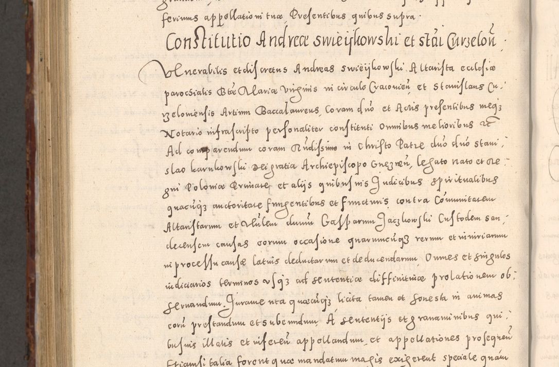 Zdjęcie nr 1090 dla obiektu archiwalnego: Acta actorum causarum sententiarum tam diffinitivarum quam interloquutoriarum decretorum obligationum quietationum, constitutionum procuratorum etc. etc. coram Reverendo Domino Stanislao Manieczki Sacratissimi Corporis Christi Cazimiriae Praeposito Viccario in Spiritualibus ac Officiali Generali Cracoviensi ad Annum Domini Millesimum Quingentesimum Octuagesimum Tercium indictione undecima pontificatus Sanctissimi in Christo Patris Domini Nostri Domini Gregorii Divina Providentia Papae Tredecimi Anno ipsius duodecima faeliciter inchoantur 