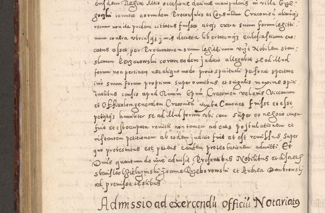 Zdjęcie nr 1068 dla obiektu archiwalnego: Acta actorum causarum sententiarum tam diffinitivarum quam interloquutoriarum decretorum obligationum quietationum, constitutionum procuratorum etc. etc. coram Reverendo Domino Stanislao Manieczki Sacratissimi Corporis Christi Cazimiriae Praeposito Viccario in Spiritualibus ac Officiali Generali Cracoviensi ad Annum Domini Millesimum Quingentesimum Octuagesimum Tercium indictione undecima pontificatus Sanctissimi in Christo Patris Domini Nostri Domini Gregorii Divina Providentia Papae Tredecimi Anno ipsius duodecima faeliciter inchoantur 