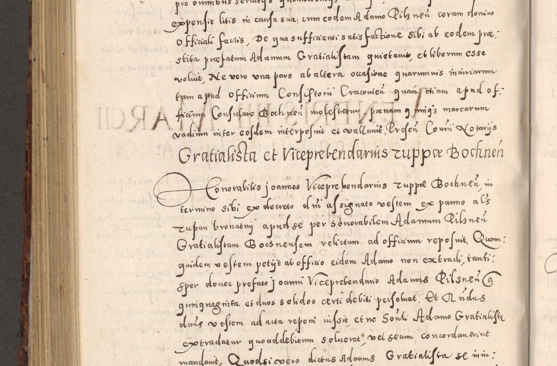 Zdjęcie nr 1040 dla obiektu archiwalnego: Acta actorum causarum sententiarum tam diffinitivarum quam interloquutoriarum decretorum obligationum quietationum, constitutionum procuratorum etc. etc. coram Reverendo Domino Stanislao Manieczki Sacratissimi Corporis Christi Cazimiriae Praeposito Viccario in Spiritualibus ac Officiali Generali Cracoviensi ad Annum Domini Millesimum Quingentesimum Octuagesimum Tercium indictione undecima pontificatus Sanctissimi in Christo Patris Domini Nostri Domini Gregorii Divina Providentia Papae Tredecimi Anno ipsius duodecima faeliciter inchoantur 