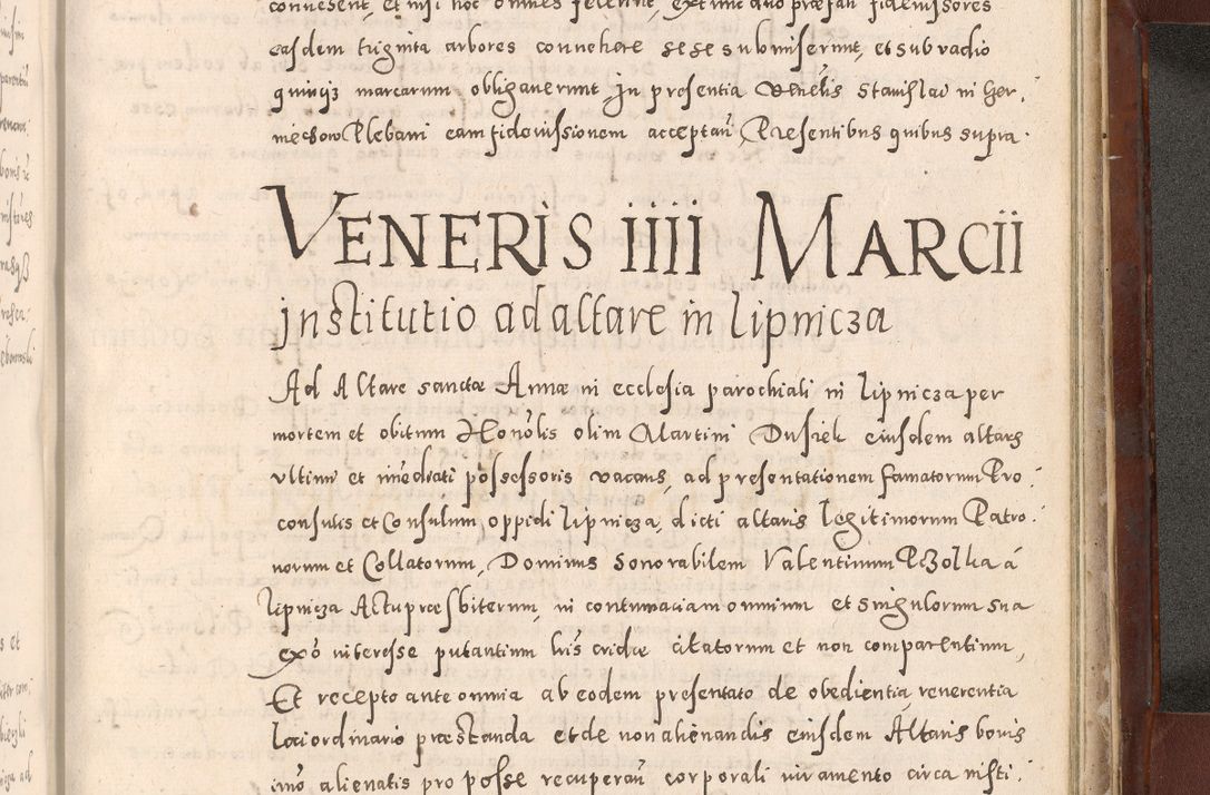 Zdjęcie nr 1039 dla obiektu archiwalnego: Acta actorum causarum sententiarum tam diffinitivarum quam interloquutoriarum decretorum obligationum quietationum, constitutionum procuratorum etc. etc. coram Reverendo Domino Stanislao Manieczki Sacratissimi Corporis Christi Cazimiriae Praeposito Viccario in Spiritualibus ac Officiali Generali Cracoviensi ad Annum Domini Millesimum Quingentesimum Octuagesimum Tercium indictione undecima pontificatus Sanctissimi in Christo Patris Domini Nostri Domini Gregorii Divina Providentia Papae Tredecimi Anno ipsius duodecima faeliciter inchoantur 