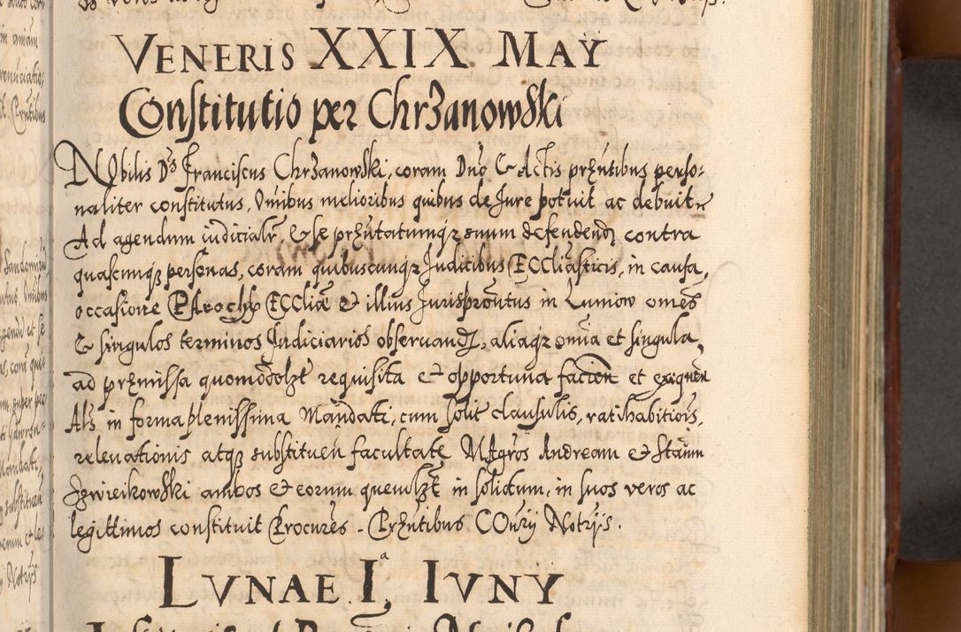 Zdjęcie nr 154 dla obiektu archiwalnego: Illistrissimo et revedissimo in Christo Patre Domino Domino Georgio Rzadziwił Miserone Divina Sacrostae R. E. Tituli S. Sixti Presbitero Cardinali Duce in Olyka et Niesswiesz ad Gubernacula Ecclessiae Cracoviensis cuius administratorialem a Sancta Sede Apostolica obtinverat feliciter sedente. Acta actorum, causarum, sententiarum tam deffinitivarum quam interloquutoriarum decretorum, obligationum, quietationum, recognitionum, constitutionum procuratorum etc. coram Reverendo Domino Stanislao Crassinskz de Crasne Archidiacono Cracoviensis, Scholastico Gnesnesis, Custode Plocensis etc. Vicario et Officiali Generali Cracoviensi in Ano Domini Millesimo Quingentesimo Nonagesimo Primo cuius indictio quarta pontificatus SS. Domini Nostri Gregorii XIIII Anno I psius prio feliciter incipiut