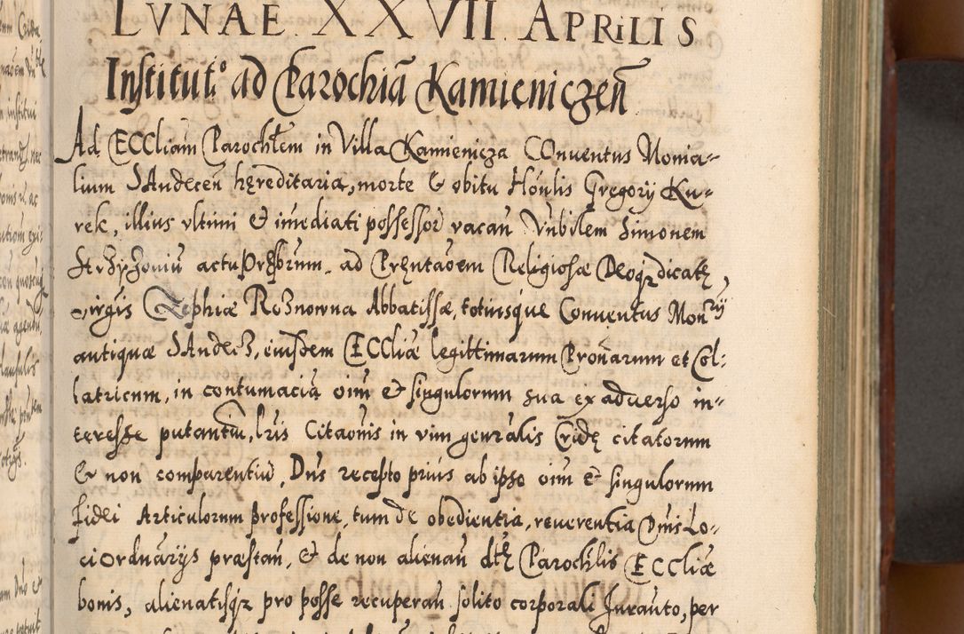 Zdjęcie nr 128 dla obiektu archiwalnego: Illistrissimo et revedissimo in Christo Patre Domino Domino Georgio Rzadziwił Miserone Divina Sacrostae R. E. Tituli S. Sixti Presbitero Cardinali Duce in Olyka et Niesswiesz ad Gubernacula Ecclessiae Cracoviensis cuius administratorialem a Sancta Sede Apostolica obtinverat feliciter sedente. Acta actorum, causarum, sententiarum tam deffinitivarum quam interloquutoriarum decretorum, obligationum, quietationum, recognitionum, constitutionum procuratorum etc. coram Reverendo Domino Stanislao Crassinskz de Crasne Archidiacono Cracoviensis, Scholastico Gnesnesis, Custode Plocensis etc. Vicario et Officiali Generali Cracoviensi in Ano Domini Millesimo Quingentesimo Nonagesimo Primo cuius indictio quarta pontificatus SS. Domini Nostri Gregorii XIIII Anno I psius prio feliciter incipiut