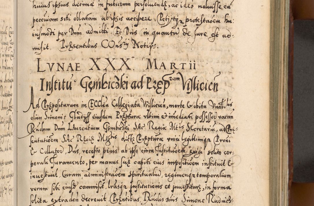 Zdjęcie nr 98 dla obiektu archiwalnego: Illistrissimo et revedissimo in Christo Patre Domino Domino Georgio Rzadziwił Miserone Divina Sacrostae R. E. Tituli S. Sixti Presbitero Cardinali Duce in Olyka et Niesswiesz ad Gubernacula Ecclessiae Cracoviensis cuius administratorialem a Sancta Sede Apostolica obtinverat feliciter sedente. Acta actorum, causarum, sententiarum tam deffinitivarum quam interloquutoriarum decretorum, obligationum, quietationum, recognitionum, constitutionum procuratorum etc. coram Reverendo Domino Stanislao Crassinskz de Crasne Archidiacono Cracoviensis, Scholastico Gnesnesis, Custode Plocensis etc. Vicario et Officiali Generali Cracoviensi in Ano Domini Millesimo Quingentesimo Nonagesimo Primo cuius indictio quarta pontificatus SS. Domini Nostri Gregorii XIIII Anno I psius prio feliciter incipiut
