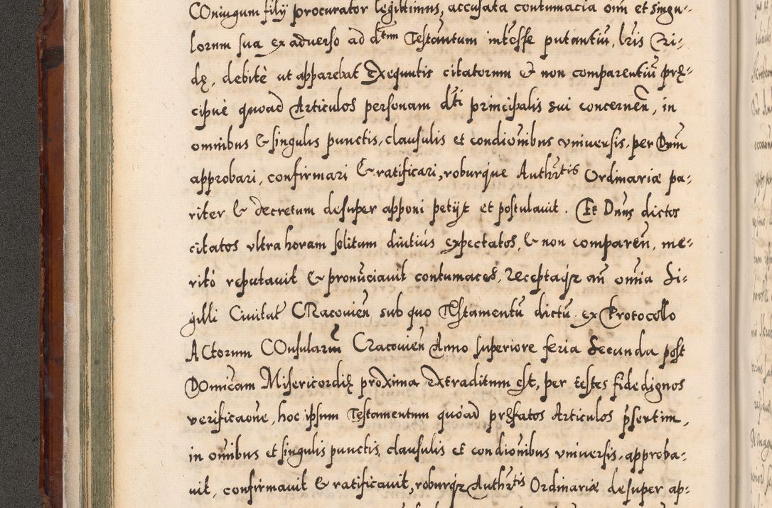 Zdjęcie nr 95 dla obiektu archiwalnego: Illistrissimo et revedissimo in Christo Patre Domino Domino Georgio Rzadziwił Miserone Divina Sacrostae R. E. Tituli S. Sixti Presbitero Cardinali Duce in Olyka et Niesswiesz ad Gubernacula Ecclessiae Cracoviensis cuius administratorialem a Sancta Sede Apostolica obtinverat feliciter sedente. Acta actorum, causarum, sententiarum tam deffinitivarum quam interloquutoriarum decretorum, obligationum, quietationum, recognitionum, constitutionum procuratorum etc. coram Reverendo Domino Stanislao Crassinskz de Crasne Archidiacono Cracoviensis, Scholastico Gnesnesis, Custode Plocensis etc. Vicario et Officiali Generali Cracoviensi in Ano Domini Millesimo Quingentesimo Nonagesimo Primo cuius indictio quarta pontificatus SS. Domini Nostri Gregorii XIIII Anno I psius prio feliciter incipiut