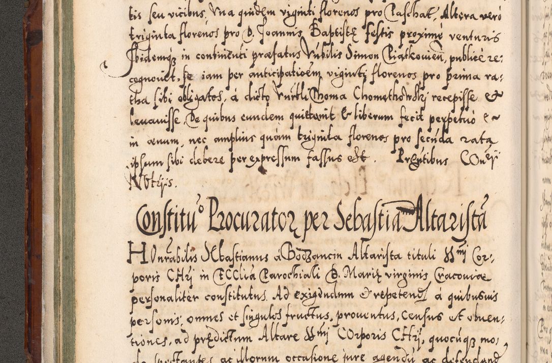 Zdjęcie nr 85 dla obiektu archiwalnego: Illistrissimo et revedissimo in Christo Patre Domino Domino Georgio Rzadziwił Miserone Divina Sacrostae R. E. Tituli S. Sixti Presbitero Cardinali Duce in Olyka et Niesswiesz ad Gubernacula Ecclessiae Cracoviensis cuius administratorialem a Sancta Sede Apostolica obtinverat feliciter sedente. Acta actorum, causarum, sententiarum tam deffinitivarum quam interloquutoriarum decretorum, obligationum, quietationum, recognitionum, constitutionum procuratorum etc. coram Reverendo Domino Stanislao Crassinskz de Crasne Archidiacono Cracoviensis, Scholastico Gnesnesis, Custode Plocensis etc. Vicario et Officiali Generali Cracoviensi in Ano Domini Millesimo Quingentesimo Nonagesimo Primo cuius indictio quarta pontificatus SS. Domini Nostri Gregorii XIIII Anno I psius prio feliciter incipiut