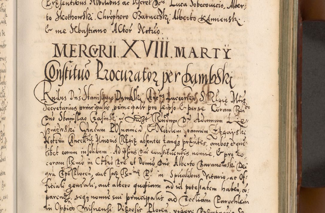 Zdjęcie nr 80 dla obiektu archiwalnego: Illistrissimo et revedissimo in Christo Patre Domino Domino Georgio Rzadziwił Miserone Divina Sacrostae R. E. Tituli S. Sixti Presbitero Cardinali Duce in Olyka et Niesswiesz ad Gubernacula Ecclessiae Cracoviensis cuius administratorialem a Sancta Sede Apostolica obtinverat feliciter sedente. Acta actorum, causarum, sententiarum tam deffinitivarum quam interloquutoriarum decretorum, obligationum, quietationum, recognitionum, constitutionum procuratorum etc. coram Reverendo Domino Stanislao Crassinskz de Crasne Archidiacono Cracoviensis, Scholastico Gnesnesis, Custode Plocensis etc. Vicario et Officiali Generali Cracoviensi in Ano Domini Millesimo Quingentesimo Nonagesimo Primo cuius indictio quarta pontificatus SS. Domini Nostri Gregorii XIIII Anno I psius prio feliciter incipiut