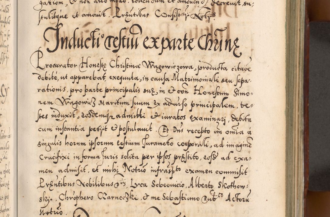 Zdjęcie nr 56 dla obiektu archiwalnego: Illistrissimo et revedissimo in Christo Patre Domino Domino Georgio Rzadziwił Miserone Divina Sacrostae R. E. Tituli S. Sixti Presbitero Cardinali Duce in Olyka et Niesswiesz ad Gubernacula Ecclessiae Cracoviensis cuius administratorialem a Sancta Sede Apostolica obtinverat feliciter sedente. Acta actorum, causarum, sententiarum tam deffinitivarum quam interloquutoriarum decretorum, obligationum, quietationum, recognitionum, constitutionum procuratorum etc. coram Reverendo Domino Stanislao Crassinskz de Crasne Archidiacono Cracoviensis, Scholastico Gnesnesis, Custode Plocensis etc. Vicario et Officiali Generali Cracoviensi in Ano Domini Millesimo Quingentesimo Nonagesimo Primo cuius indictio quarta pontificatus SS. Domini Nostri Gregorii XIIII Anno I psius prio feliciter incipiut