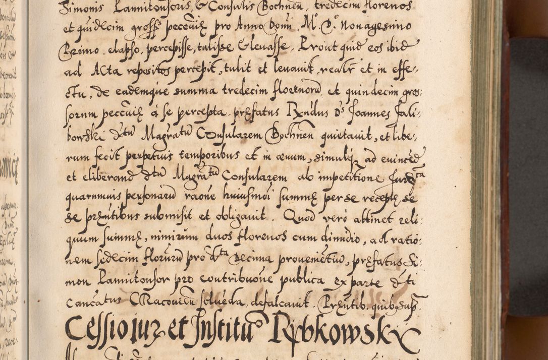 Zdjęcie nr 48 dla obiektu archiwalnego: Illistrissimo et revedissimo in Christo Patre Domino Domino Georgio Rzadziwił Miserone Divina Sacrostae R. E. Tituli S. Sixti Presbitero Cardinali Duce in Olyka et Niesswiesz ad Gubernacula Ecclessiae Cracoviensis cuius administratorialem a Sancta Sede Apostolica obtinverat feliciter sedente. Acta actorum, causarum, sententiarum tam deffinitivarum quam interloquutoriarum decretorum, obligationum, quietationum, recognitionum, constitutionum procuratorum etc. coram Reverendo Domino Stanislao Crassinskz de Crasne Archidiacono Cracoviensis, Scholastico Gnesnesis, Custode Plocensis etc. Vicario et Officiali Generali Cracoviensi in Ano Domini Millesimo Quingentesimo Nonagesimo Primo cuius indictio quarta pontificatus SS. Domini Nostri Gregorii XIIII Anno I psius prio feliciter incipiut