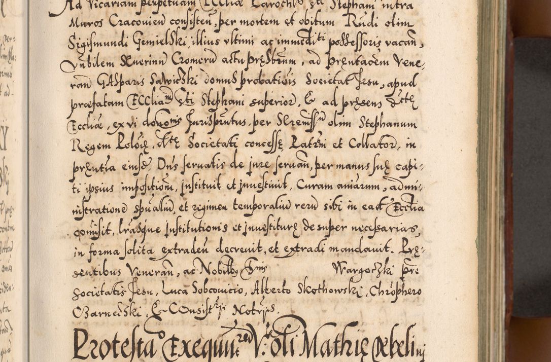 Zdjęcie nr 44 dla obiektu archiwalnego: Illistrissimo et revedissimo in Christo Patre Domino Domino Georgio Rzadziwił Miserone Divina Sacrostae R. E. Tituli S. Sixti Presbitero Cardinali Duce in Olyka et Niesswiesz ad Gubernacula Ecclessiae Cracoviensis cuius administratorialem a Sancta Sede Apostolica obtinverat feliciter sedente. Acta actorum, causarum, sententiarum tam deffinitivarum quam interloquutoriarum decretorum, obligationum, quietationum, recognitionum, constitutionum procuratorum etc. coram Reverendo Domino Stanislao Crassinskz de Crasne Archidiacono Cracoviensis, Scholastico Gnesnesis, Custode Plocensis etc. Vicario et Officiali Generali Cracoviensi in Ano Domini Millesimo Quingentesimo Nonagesimo Primo cuius indictio quarta pontificatus SS. Domini Nostri Gregorii XIIII Anno I psius prio feliciter incipiut