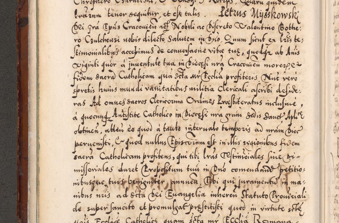 Zdjęcie nr 41 dla obiektu archiwalnego: Illistrissimo et revedissimo in Christo Patre Domino Domino Georgio Rzadziwił Miserone Divina Sacrostae R. E. Tituli S. Sixti Presbitero Cardinali Duce in Olyka et Niesswiesz ad Gubernacula Ecclessiae Cracoviensis cuius administratorialem a Sancta Sede Apostolica obtinverat feliciter sedente. Acta actorum, causarum, sententiarum tam deffinitivarum quam interloquutoriarum decretorum, obligationum, quietationum, recognitionum, constitutionum procuratorum etc. coram Reverendo Domino Stanislao Crassinskz de Crasne Archidiacono Cracoviensis, Scholastico Gnesnesis, Custode Plocensis etc. Vicario et Officiali Generali Cracoviensi in Ano Domini Millesimo Quingentesimo Nonagesimo Primo cuius indictio quarta pontificatus SS. Domini Nostri Gregorii XIIII Anno I psius prio feliciter incipiut