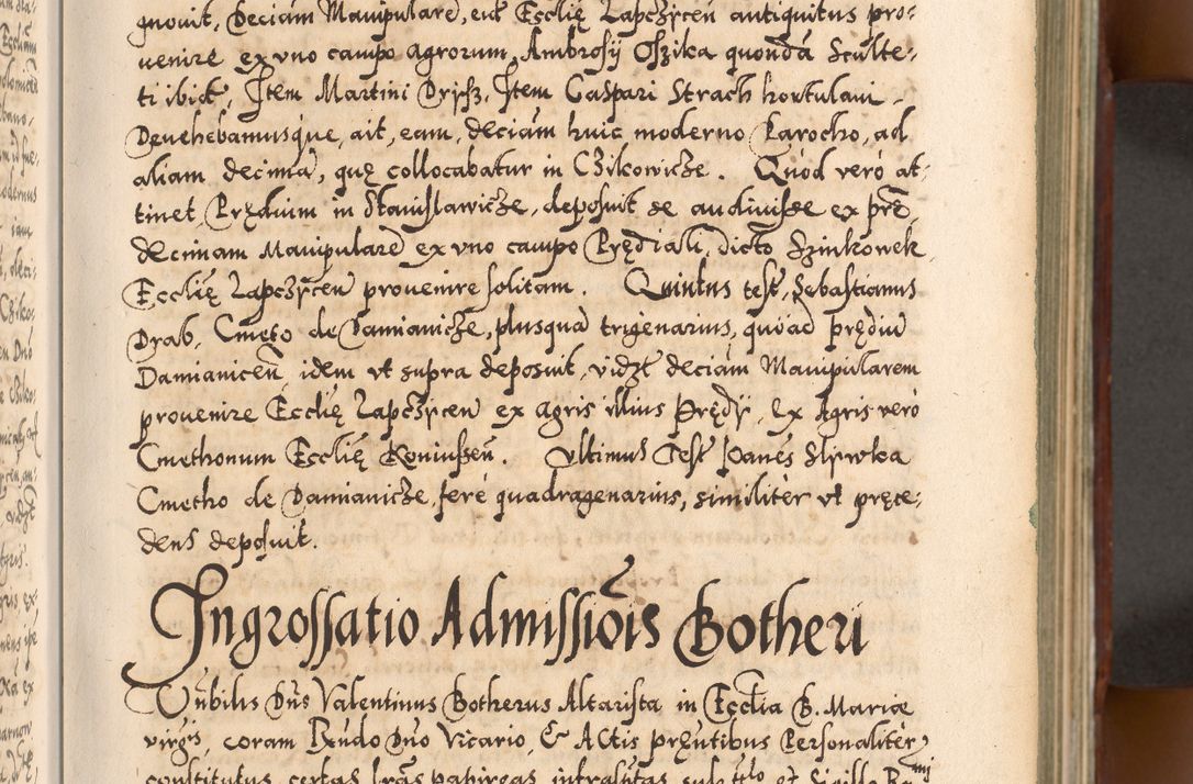 Zdjęcie nr 40 dla obiektu archiwalnego: Illistrissimo et revedissimo in Christo Patre Domino Domino Georgio Rzadziwił Miserone Divina Sacrostae R. E. Tituli S. Sixti Presbitero Cardinali Duce in Olyka et Niesswiesz ad Gubernacula Ecclessiae Cracoviensis cuius administratorialem a Sancta Sede Apostolica obtinverat feliciter sedente. Acta actorum, causarum, sententiarum tam deffinitivarum quam interloquutoriarum decretorum, obligationum, quietationum, recognitionum, constitutionum procuratorum etc. coram Reverendo Domino Stanislao Crassinskz de Crasne Archidiacono Cracoviensis, Scholastico Gnesnesis, Custode Plocensis etc. Vicario et Officiali Generali Cracoviensi in Ano Domini Millesimo Quingentesimo Nonagesimo Primo cuius indictio quarta pontificatus SS. Domini Nostri Gregorii XIIII Anno I psius prio feliciter incipiut