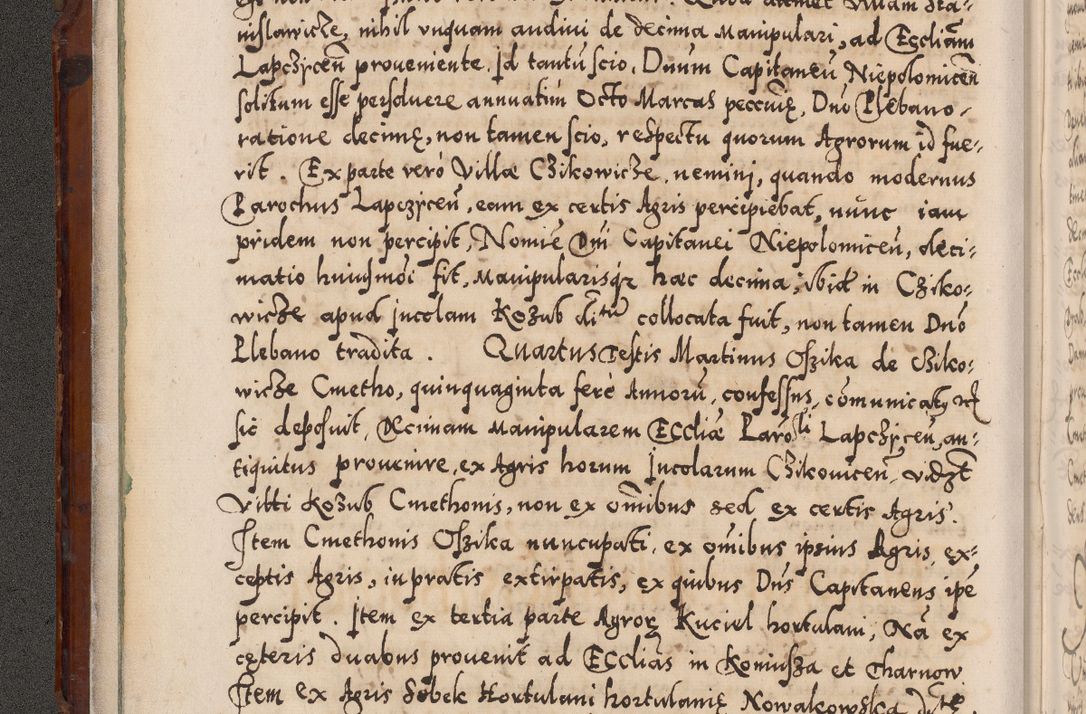 Zdjęcie nr 39 dla obiektu archiwalnego: Illistrissimo et revedissimo in Christo Patre Domino Domino Georgio Rzadziwił Miserone Divina Sacrostae R. E. Tituli S. Sixti Presbitero Cardinali Duce in Olyka et Niesswiesz ad Gubernacula Ecclessiae Cracoviensis cuius administratorialem a Sancta Sede Apostolica obtinverat feliciter sedente. Acta actorum, causarum, sententiarum tam deffinitivarum quam interloquutoriarum decretorum, obligationum, quietationum, recognitionum, constitutionum procuratorum etc. coram Reverendo Domino Stanislao Crassinskz de Crasne Archidiacono Cracoviensis, Scholastico Gnesnesis, Custode Plocensis etc. Vicario et Officiali Generali Cracoviensi in Ano Domini Millesimo Quingentesimo Nonagesimo Primo cuius indictio quarta pontificatus SS. Domini Nostri Gregorii XIIII Anno I psius prio feliciter incipiut