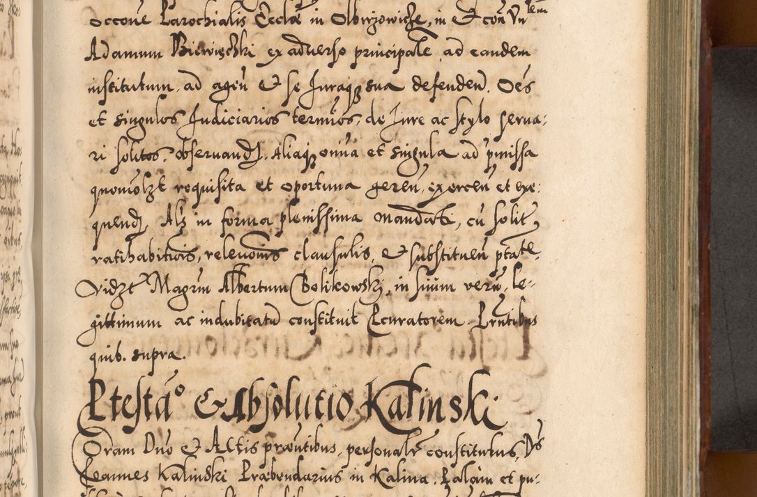 Zdjęcie nr 594 dla obiektu archiwalnego: Illistrissimo et revedissimo in Christo Patre Domino Domino Georgio Rzadziwił Miserone Divina Sacrostae R. E. Tituli S. Sixti Presbitero Cardinali Duce in Olyka et Niesswiesz ad Gubernacula Ecclessiae Cracoviensis cuius administratorialem a Sancta Sede Apostolica obtinverat feliciter sedente. Acta actorum, causarum, sententiarum tam deffinitivarum quam interloquutoriarum decretorum, obligationum, quietationum, recognitionum, constitutionum procuratorum etc. coram Reverendo Domino Stanislao Crassinskz de Crasne Archidiacono Cracoviensis, Scholastico Gnesnesis, Custode Plocensis etc. Vicario et Officiali Generali Cracoviensi in Ano Domini Millesimo Quingentesimo Nonagesimo Primo cuius indictio quarta pontificatus SS. Domini Nostri Gregorii XIIII Anno I psius prio feliciter incipiut
