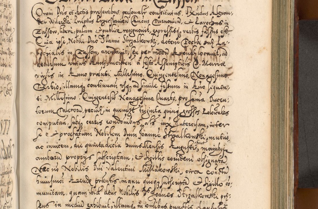 Zdjęcie nr 582 dla obiektu archiwalnego: Illistrissimo et revedissimo in Christo Patre Domino Domino Georgio Rzadziwił Miserone Divina Sacrostae R. E. Tituli S. Sixti Presbitero Cardinali Duce in Olyka et Niesswiesz ad Gubernacula Ecclessiae Cracoviensis cuius administratorialem a Sancta Sede Apostolica obtinverat feliciter sedente. Acta actorum, causarum, sententiarum tam deffinitivarum quam interloquutoriarum decretorum, obligationum, quietationum, recognitionum, constitutionum procuratorum etc. coram Reverendo Domino Stanislao Crassinskz de Crasne Archidiacono Cracoviensis, Scholastico Gnesnesis, Custode Plocensis etc. Vicario et Officiali Generali Cracoviensi in Ano Domini Millesimo Quingentesimo Nonagesimo Primo cuius indictio quarta pontificatus SS. Domini Nostri Gregorii XIIII Anno I psius prio feliciter incipiut