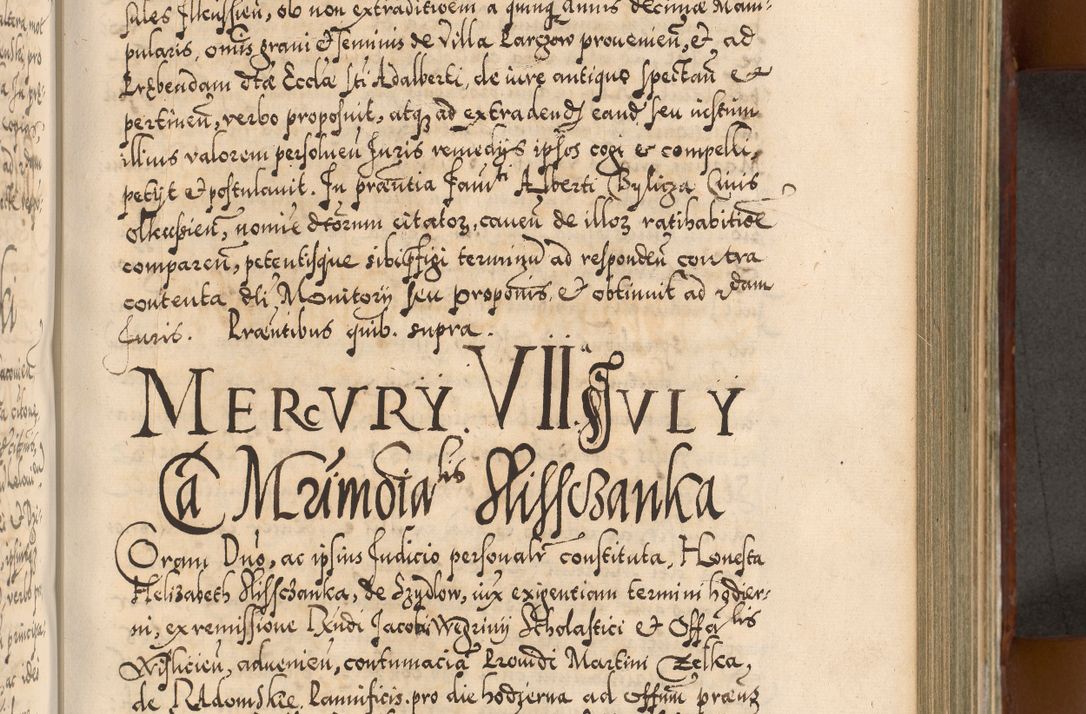 Zdjęcie nr 540 dla obiektu archiwalnego: Illistrissimo et revedissimo in Christo Patre Domino Domino Georgio Rzadziwił Miserone Divina Sacrostae R. E. Tituli S. Sixti Presbitero Cardinali Duce in Olyka et Niesswiesz ad Gubernacula Ecclessiae Cracoviensis cuius administratorialem a Sancta Sede Apostolica obtinverat feliciter sedente. Acta actorum, causarum, sententiarum tam deffinitivarum quam interloquutoriarum decretorum, obligationum, quietationum, recognitionum, constitutionum procuratorum etc. coram Reverendo Domino Stanislao Crassinskz de Crasne Archidiacono Cracoviensis, Scholastico Gnesnesis, Custode Plocensis etc. Vicario et Officiali Generali Cracoviensi in Ano Domini Millesimo Quingentesimo Nonagesimo Primo cuius indictio quarta pontificatus SS. Domini Nostri Gregorii XIIII Anno I psius prio feliciter incipiut