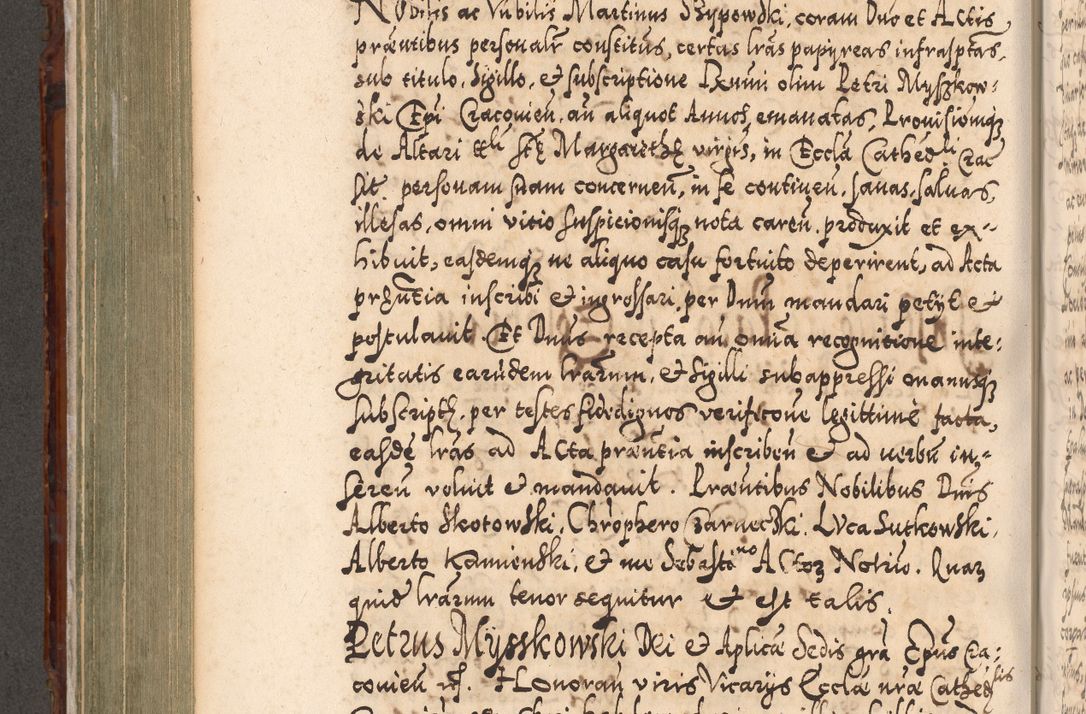 Zdjęcie nr 535 dla obiektu archiwalnego: Illistrissimo et revedissimo in Christo Patre Domino Domino Georgio Rzadziwił Miserone Divina Sacrostae R. E. Tituli S. Sixti Presbitero Cardinali Duce in Olyka et Niesswiesz ad Gubernacula Ecclessiae Cracoviensis cuius administratorialem a Sancta Sede Apostolica obtinverat feliciter sedente. Acta actorum, causarum, sententiarum tam deffinitivarum quam interloquutoriarum decretorum, obligationum, quietationum, recognitionum, constitutionum procuratorum etc. coram Reverendo Domino Stanislao Crassinskz de Crasne Archidiacono Cracoviensis, Scholastico Gnesnesis, Custode Plocensis etc. Vicario et Officiali Generali Cracoviensi in Ano Domini Millesimo Quingentesimo Nonagesimo Primo cuius indictio quarta pontificatus SS. Domini Nostri Gregorii XIIII Anno I psius prio feliciter incipiut