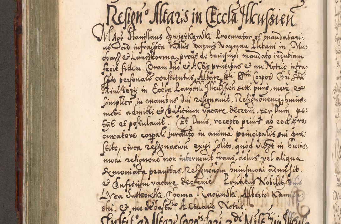 Zdjęcie nr 485 dla obiektu archiwalnego: Illistrissimo et revedissimo in Christo Patre Domino Domino Georgio Rzadziwił Miserone Divina Sacrostae R. E. Tituli S. Sixti Presbitero Cardinali Duce in Olyka et Niesswiesz ad Gubernacula Ecclessiae Cracoviensis cuius administratorialem a Sancta Sede Apostolica obtinverat feliciter sedente. Acta actorum, causarum, sententiarum tam deffinitivarum quam interloquutoriarum decretorum, obligationum, quietationum, recognitionum, constitutionum procuratorum etc. coram Reverendo Domino Stanislao Crassinskz de Crasne Archidiacono Cracoviensis, Scholastico Gnesnesis, Custode Plocensis etc. Vicario et Officiali Generali Cracoviensi in Ano Domini Millesimo Quingentesimo Nonagesimo Primo cuius indictio quarta pontificatus SS. Domini Nostri Gregorii XIIII Anno I psius prio feliciter incipiut